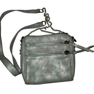 Blue/silver light suede crossbody